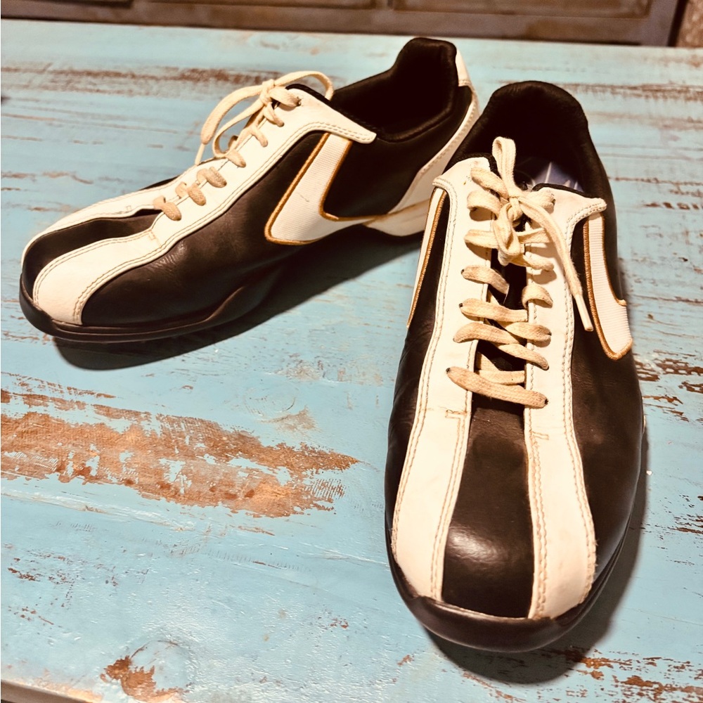 Callaway Black and Cream Leather Golf Sneakers